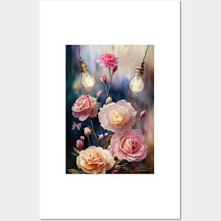 Watercolor steampunk flowers Posters and Art